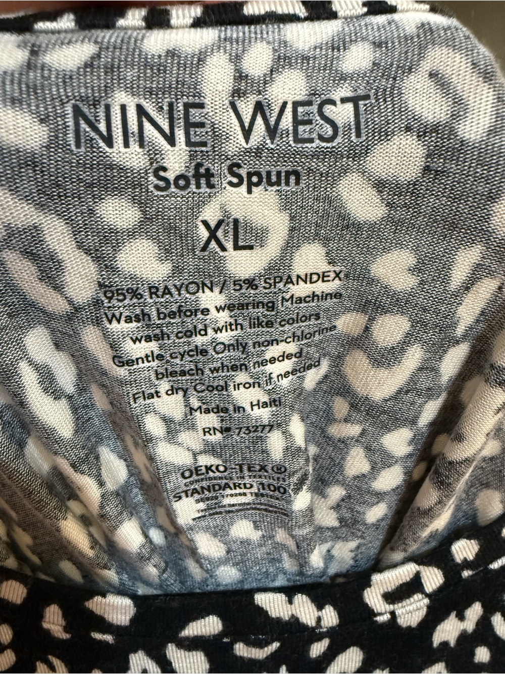 Nine West Black & White Animal Print Tank Top XL - Picture 5 of 6